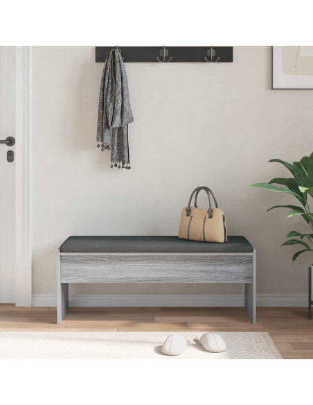 Panca per ingresso con cuscino Grigio Sonoma 103 x 38 x 40 cm