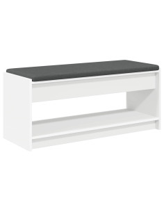 Panca per ingresso con cuscino Bianco 103 x 38 x 45 cm 2