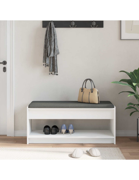 Panca per ingresso con cuscino Bianco 103 x 38 x 45 cm