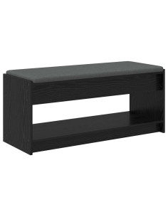 Panca per ingresso con cuscino Rovere Nero 103 x 38 x 45 cm 2