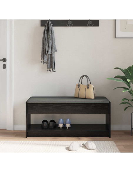 Panca per ingresso con cuscino Rovere Nero 103 x 38 x 45 cm