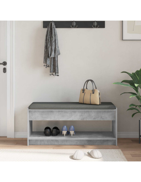 Panca per ingresso con cuscino Grigio cemento 103 x 38 x 45 cm