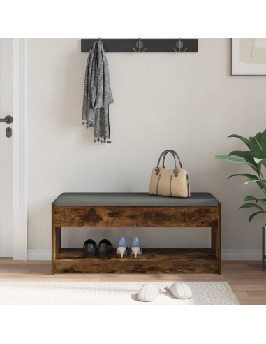 Panca per ingresso con cuscino Rovere fumé 103 x 38 x 45 cm