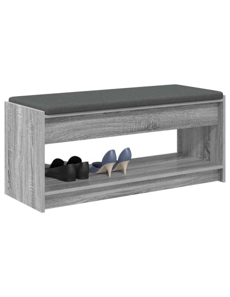 Panca per ingresso con cuscino Grigio Sonoma 103 x 38 x 45 cm