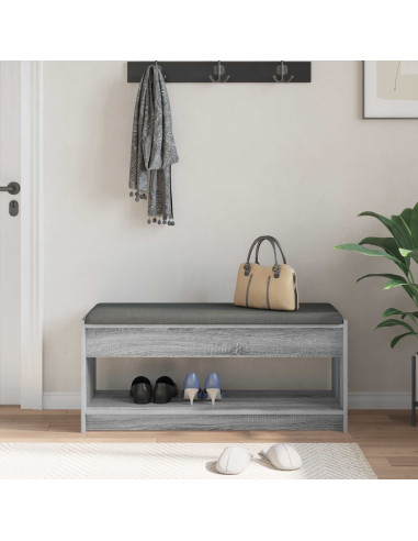 Panca per ingresso con cuscino Grigio Sonoma 103 x 38 x 45 cm