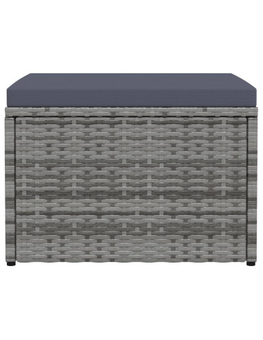 Poggiapiedi da Giardino con Cuscini Grigio in Polyrattan