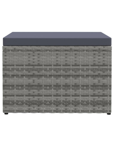 Poggiapiedi da Giardino con Cuscini Grigio in Polyrattan