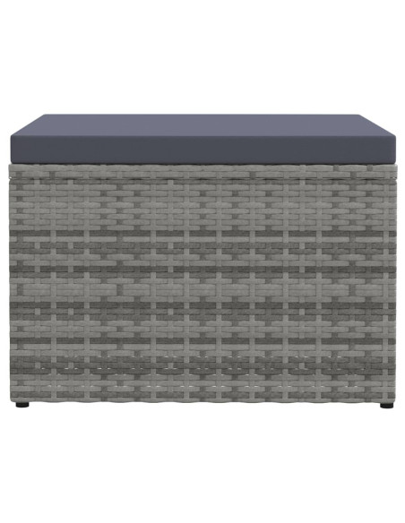 Poggiapiedi da Giardino con Cuscini Grigio in Polyrattan