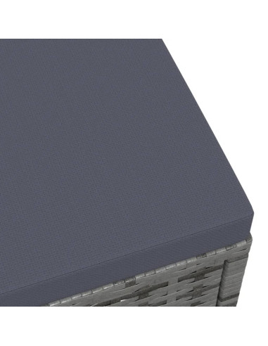 Poggiapiedi da Giardino con Cuscini Grigio in Polyrattan