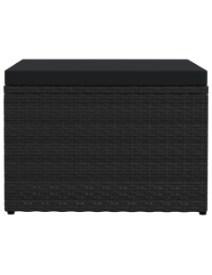 Poggiapiedi da Giardino con Cuscini Nero in Polyrattan 2