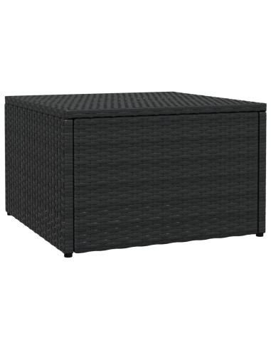 Poggiapiedi da Giardino con Cuscini Nero in Polyrattan