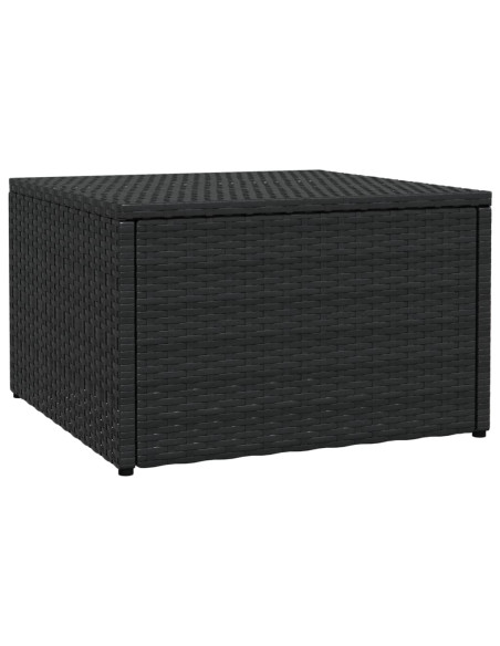 Poggiapiedi da Giardino con Cuscini Nero in Polyrattan