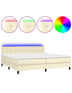 Giroletto a Molle con Materasso e LED Crema 200x200 cm 2