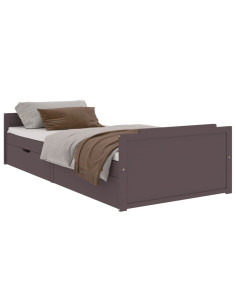 Giroletto Cassetti Marrone Scuro Legno Massello Pino 90x200 cm 2