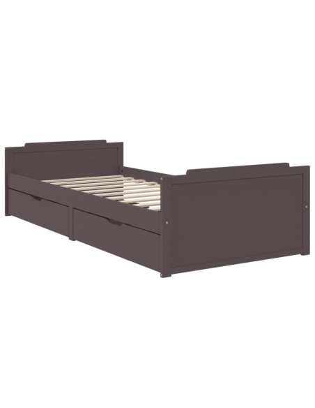Giroletto Cassetti Marrone Scuro Legno Massello Pino 90x200 cm