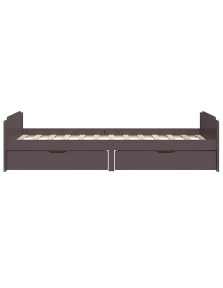 Giroletto Cassetti Marrone Scuro Legno Massello Pino 90x200 cm