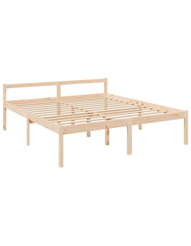 Letto per Anziani con Testiera Bianco Super King Legno Massello