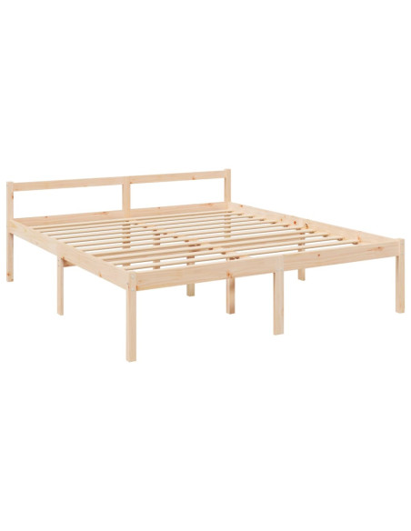 Letto per Anziani con Testiera Bianco Super King Legno Massello