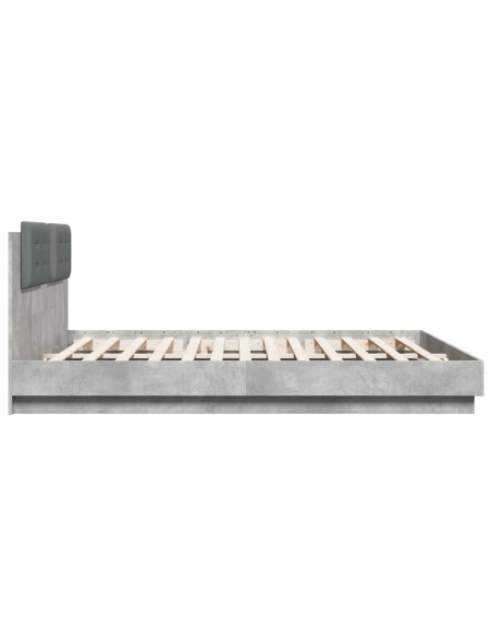Giroletto con Testiera e LED Grigio Cemento 200x200 cm