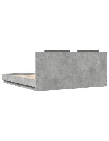 Giroletto con Testiera e LED Grigio Cemento 200x200 cm