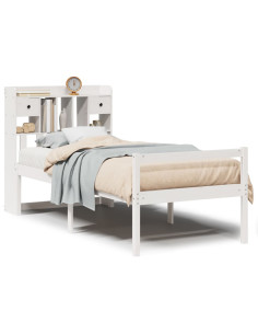 Letto Libreria senza Materasso Bianco 90x190 cm Massello Pino 2