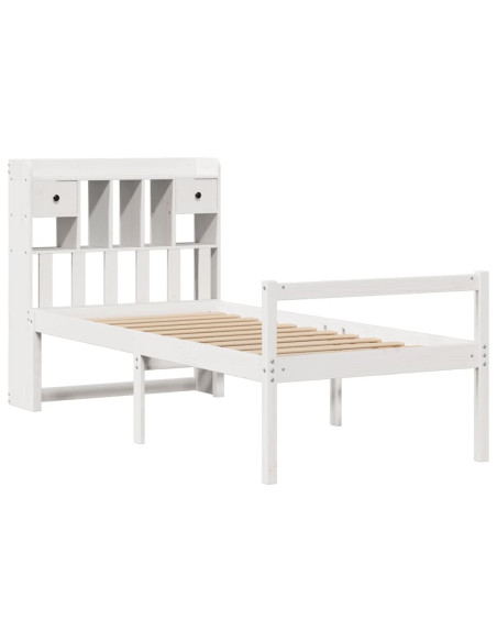 Letto Libreria senza Materasso Bianco 90x190 cm Massello Pino