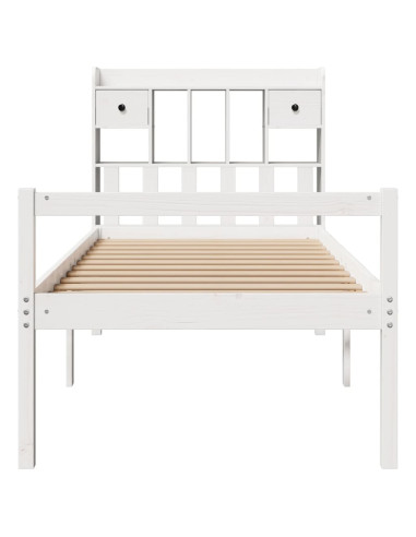 Letto Libreria senza Materasso Bianco 90x190 cm Massello Pino