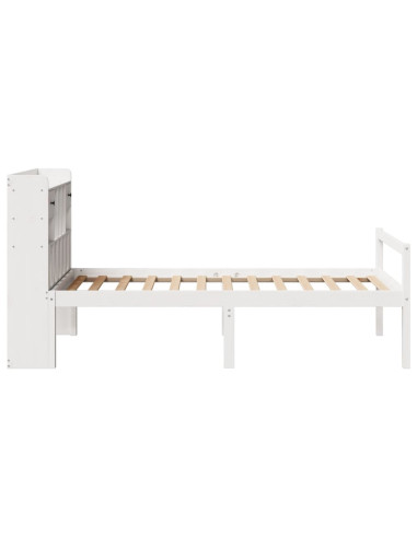 Letto Libreria senza Materasso Bianco 90x190 cm Massello Pino