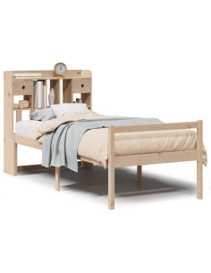 Letto Libreria senza Materasso 90x190 cm Legno Massello Pino 2