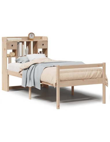 Letto Libreria senza Materasso 90x190 cm Legno Massello Pino