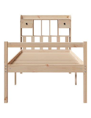 Letto Libreria senza Materasso 90x190 cm Legno Massello Pino