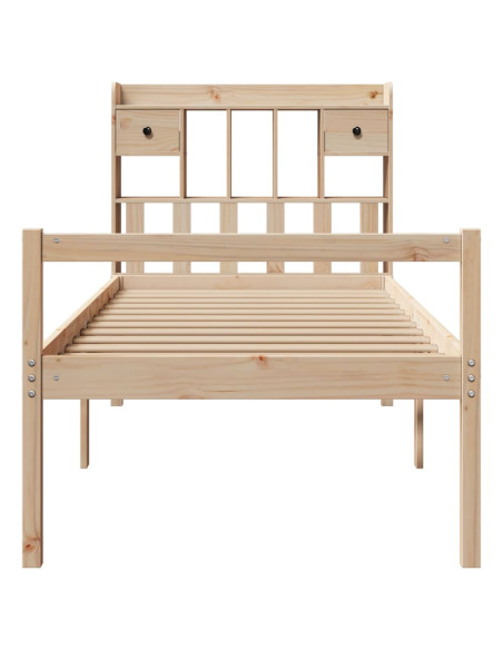 Letto Libreria senza Materasso 90x190 cm Legno Massello Pino