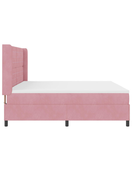 Letto a molle con materasso con led Rosa 200 x 200 cm Velluto