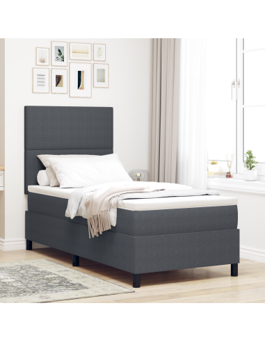 Letto a Sorgente LED Grigio Scuro e Bianco 100 x 200 cm