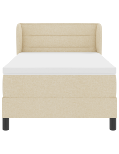 Letto a molle con materasso Crema 90 x 190 cm Tessuto