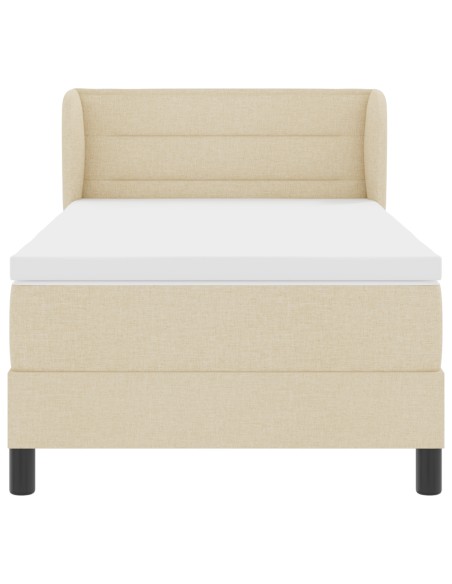 Letto a molle con materasso Crema 90 x 190 cm Tessuto