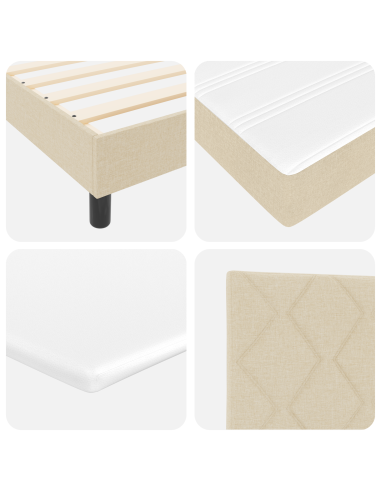 Letto a molle con materasso Crema 90 x 190 cm Tessuto