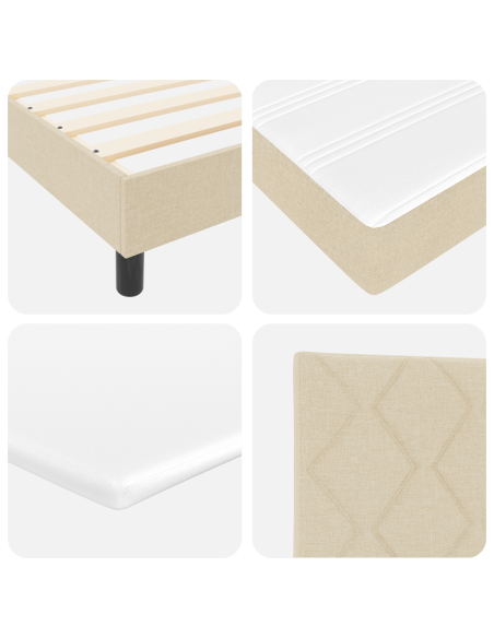 Letto a molle con materasso Crema 90 x 190 cm Tessuto