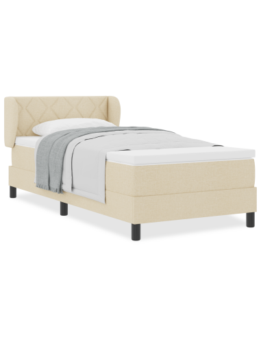 Letto a molle con materasso Crema 90 x 190 cm Tessuto