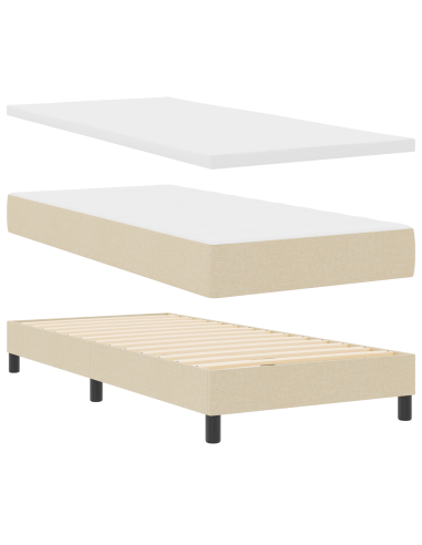 Letto a molle con materasso Crema 90 x 190 cm Tessuto