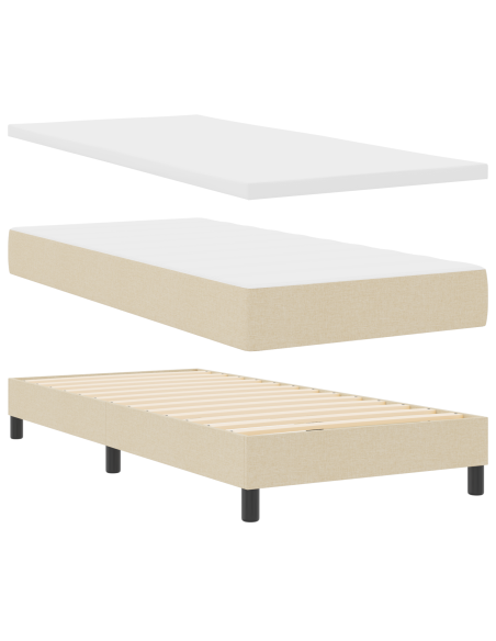 Letto a molle con materasso Crema 90 x 190 cm Tessuto