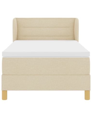 Letto a molle con materasso Crema 90 x 190 cm Tessuto