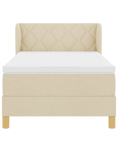 Letto a molle con materasso Crema 90 x 190 cm Tessuto 2