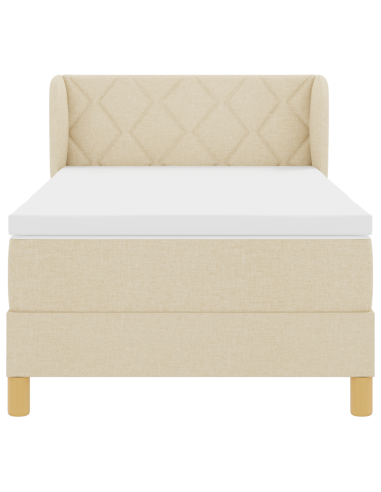 Letto a molle con materasso Crema 90 x 190 cm Tessuto