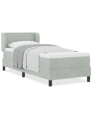 Letto a molle con materasso Grigio chiaro 80 x 200 cm Velluto