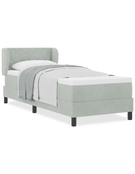 Letto a molle con materasso Grigio chiaro 80 x 200 cm Velluto