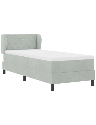 Letto a molle con materasso Grigio chiaro 80 x 200 cm Velluto