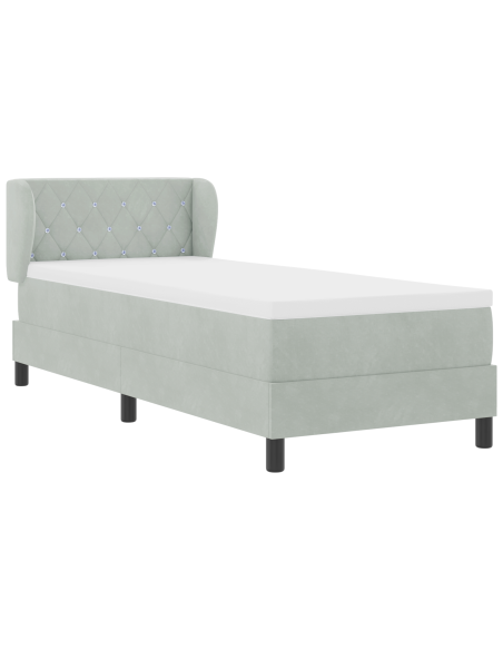 Letto a molle con materasso Grigio chiaro 80 x 200 cm Velluto