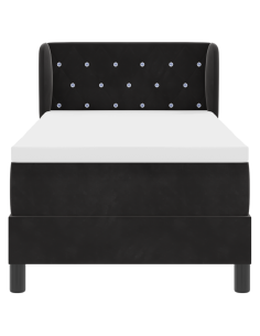 Letto a molle con materasso Nero 80 x 200 cm Velluto 2