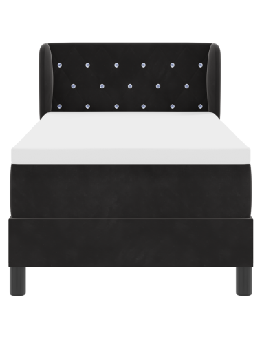 Letto a molle con materasso Nero 80 x 200 cm Velluto